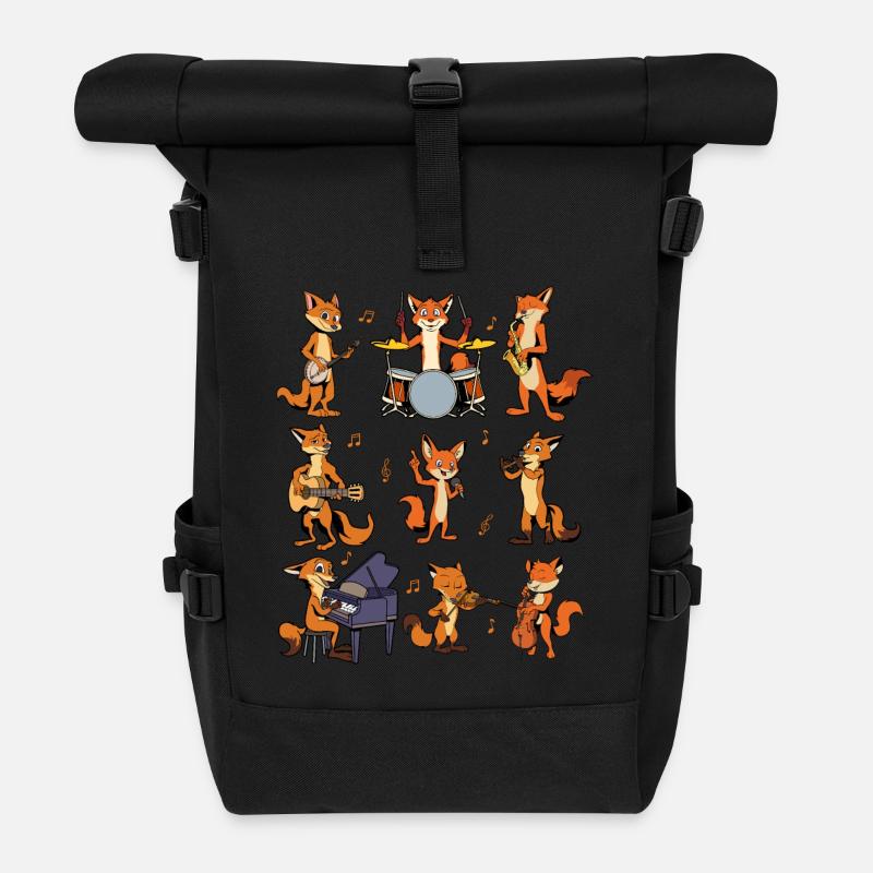 Cartoon Fuchs Big Band - Rolltop Rucksack - Schwarz