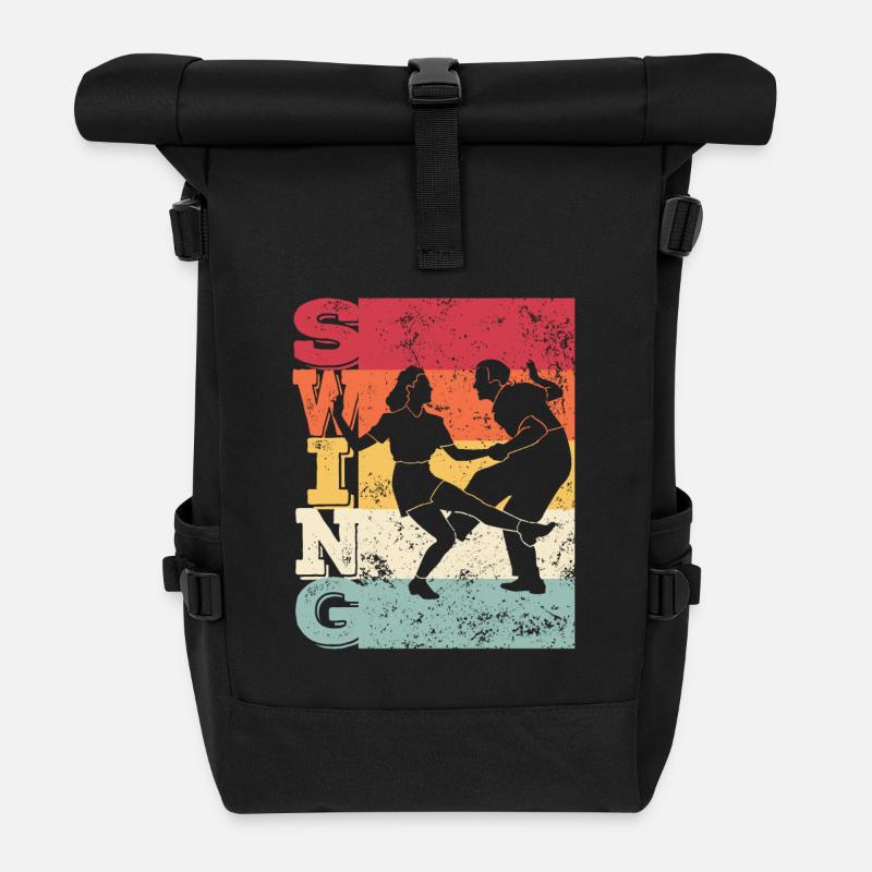 Boogie Woogie Swing Tanzen Retro Farben Vintage - Rolltop Rucksack - Schwarz