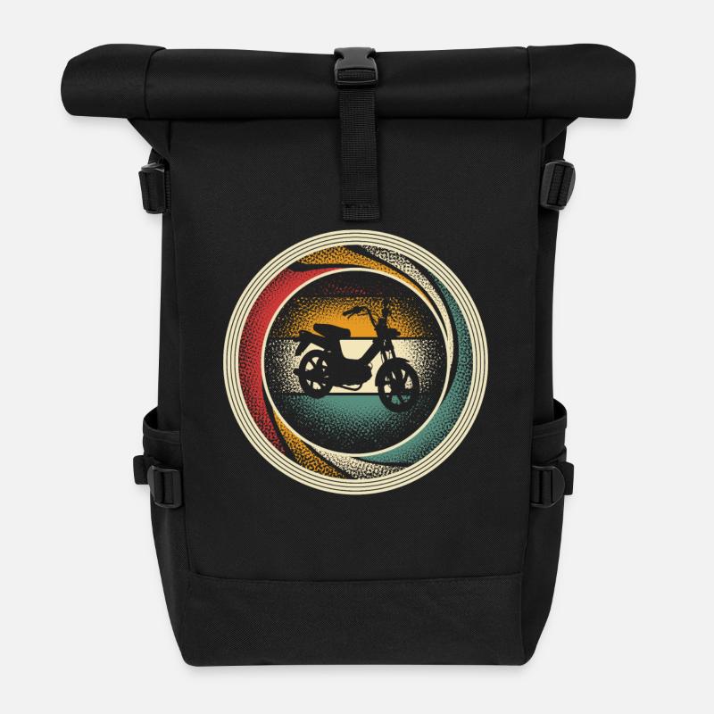 Mofa Mofafahrer Retro Vintage - Rolltop Rucksack - Schwarz