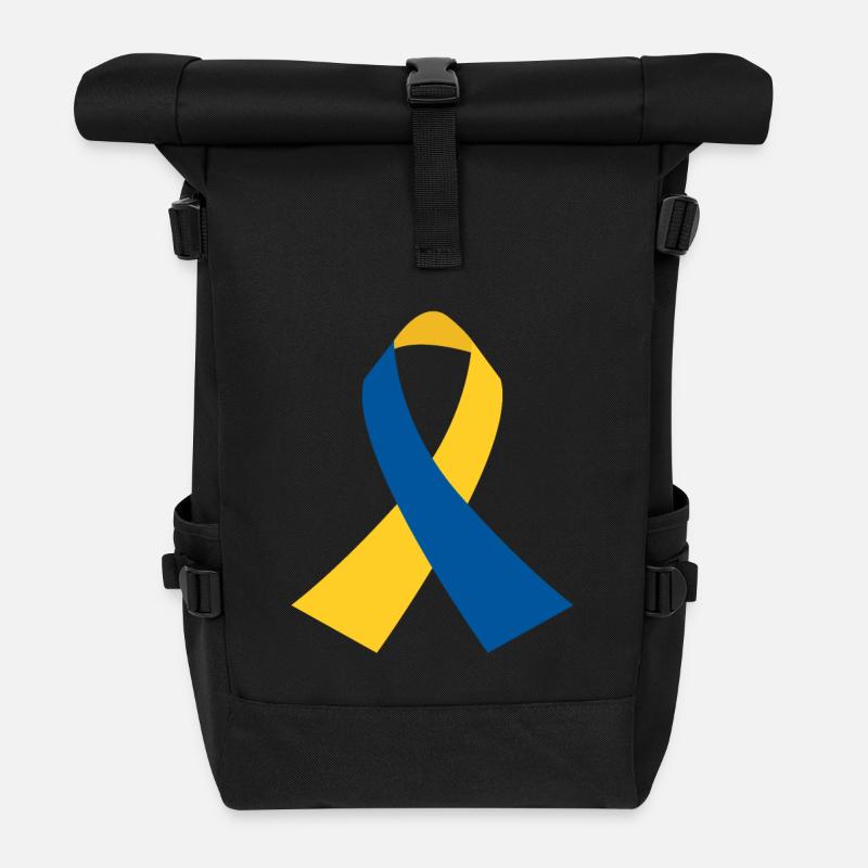 BlauGelb Ribbon Symbol - Rolltop Rucksack - Schwarz