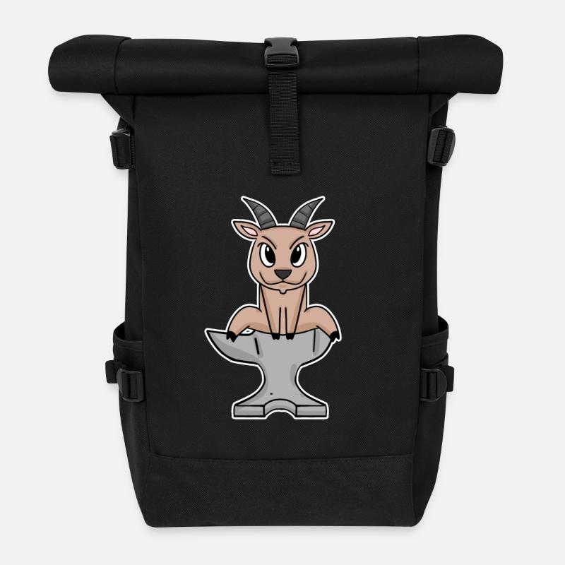 Bock auf Metal - Ziege Ziegenbock - Rolltop Rucksack - Schwarz