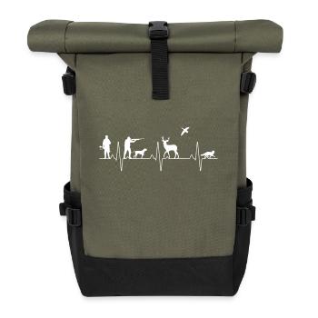 Jäger Herzschlag für die Jagd - Rolltop Rucksack - Olive/Schwarz - Vorne