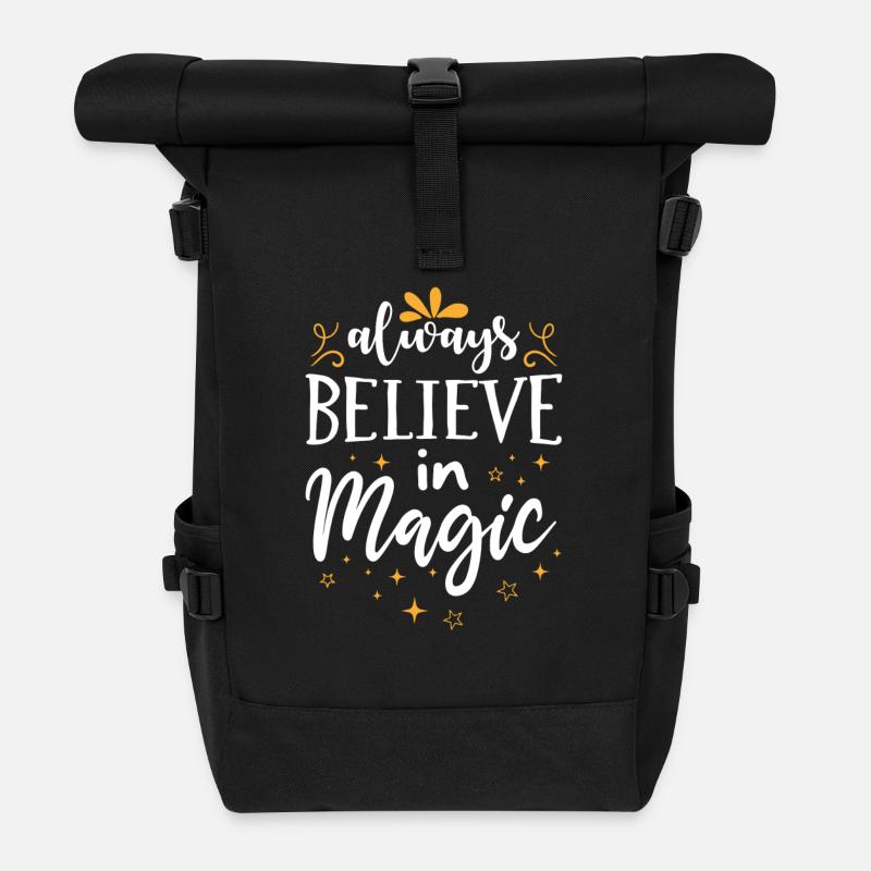 Magic Saying Belief in Magic - Roll Top Backpack - black