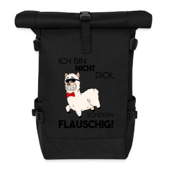 Alpaka - Ich bin nicht dick - Rolltop Rucksack - Schwarz - Vorne