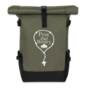 Pray the Rosary - Roll Top Backpack - olive/black - Front