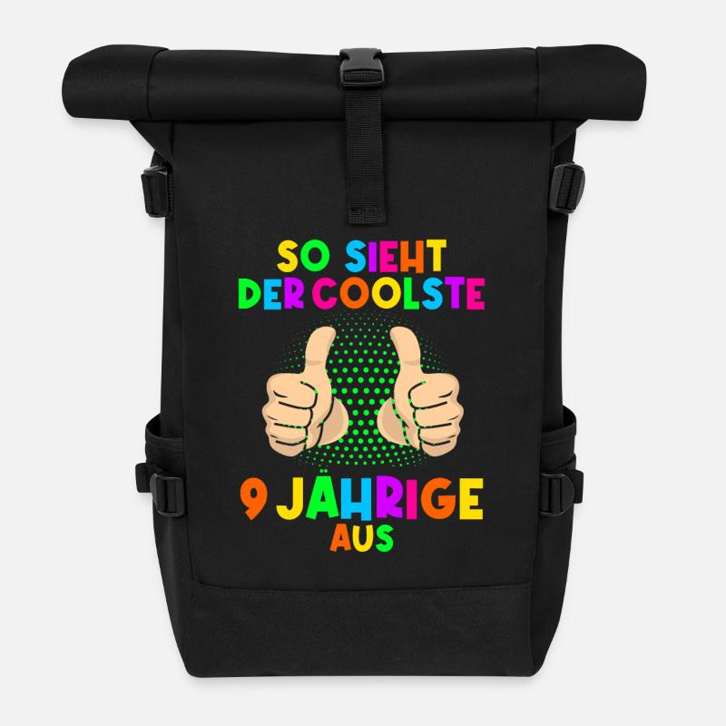 9. Geburtstag So sieht der coolste 9 Jährige aus - Rolltop Rucksack - Schwarz