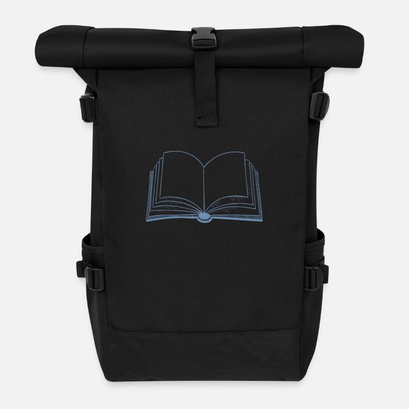 Bücher offenes Buch - Rolltop Rucksack - Schwarz