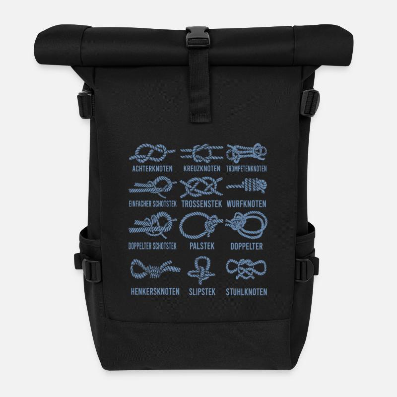 12 Knoten Boot Segeln Kapitän - Rolltop Rucksack - Schwarz