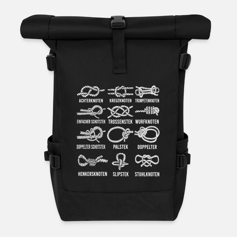 12 Knoten Boot Segeln Kapitän - Rolltop Rucksack - Schwarz