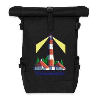 Leuchtturm - Ostseebad Swinemünde - Rolltop Rucksack - Schwarz - Vorne