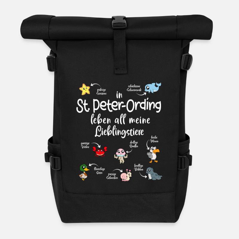 Meine Lieblingstiere in St. Peter-Ordíng - Rolltop Rucksack - Schwarz