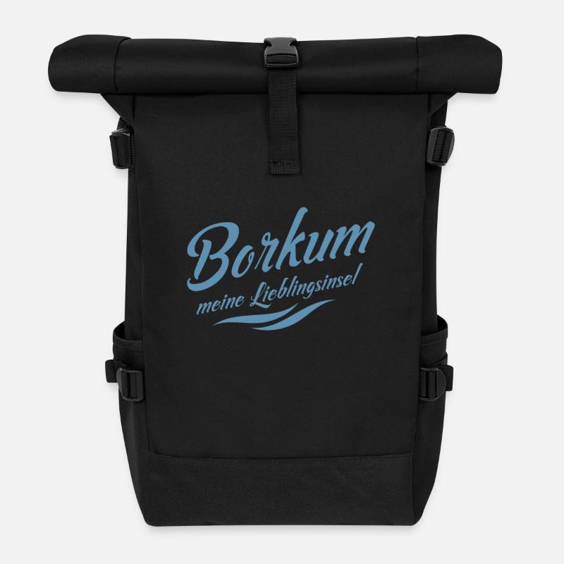 Meine Lieblingsinsel Borkum - Rolltop Rucksack - Schwarz