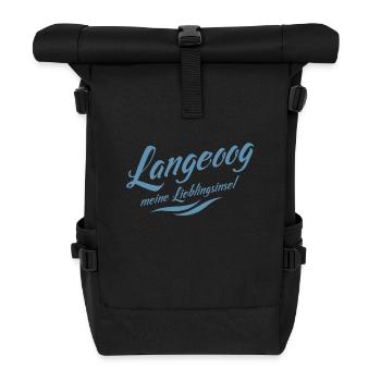 Meine Lieblingsinsel Langeoog - Rolltop Rucksack - Schwarz - Vorne
