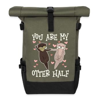 You Are My Otter Half Valentine's Day - Roll Top Backpack - olive/black - Front