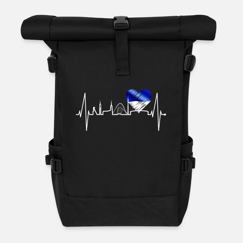 Gelsenkirchen Skyline Herzschlag Fan Herz Liebe - Rolltop Rucksack - Schwarz