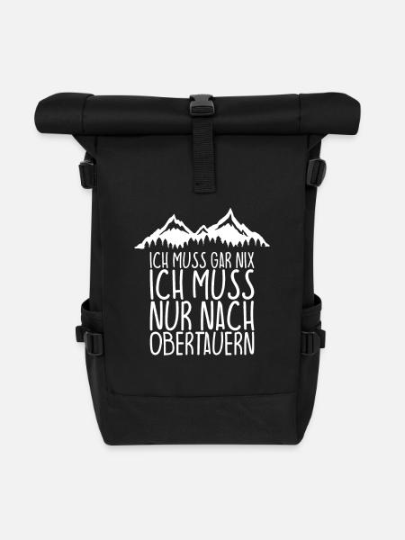 Ich muss gar nix Ich Muss nur nach OBERTAUERN - Rolltop Rucksack - Schwarz