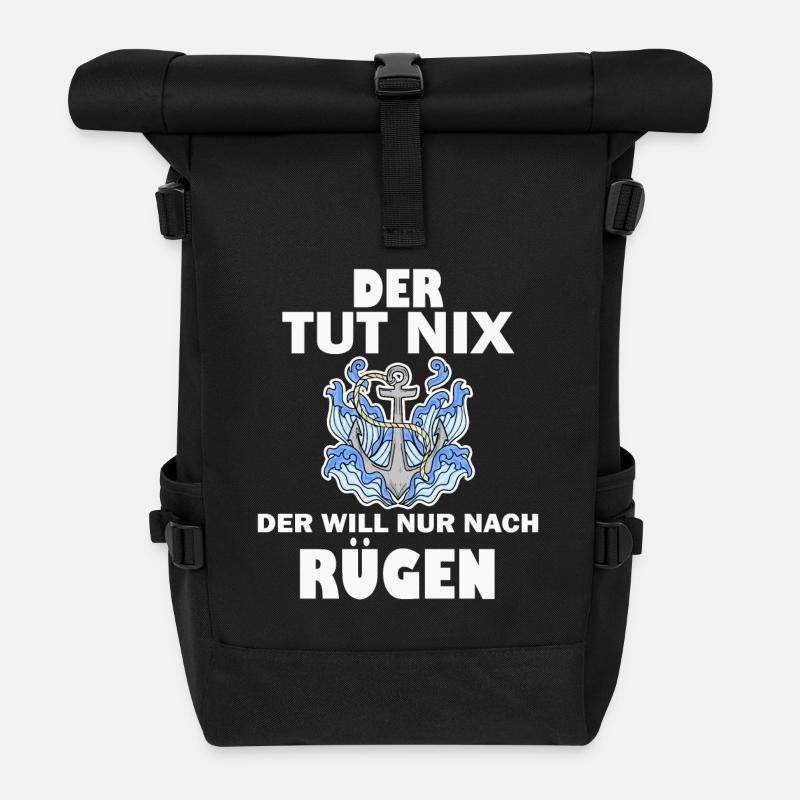 Rügen Urlaub - Rolltop Rucksack - Schwarz