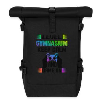 Level GYMNASIUM keep calm and game on - Rolltop Rucksack - Schwarz - Vorne
