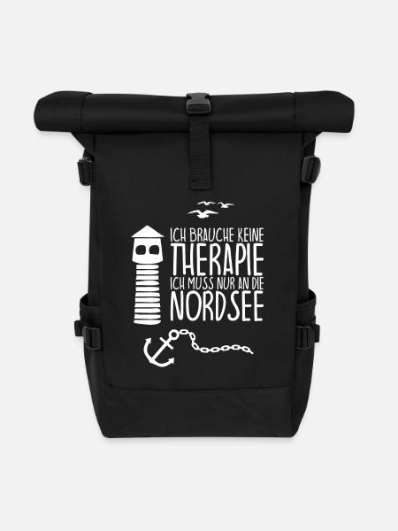 Ich brauche keine Therapie Ich muss an die NORDSEE - Rolltop Rucksack - Schwarz