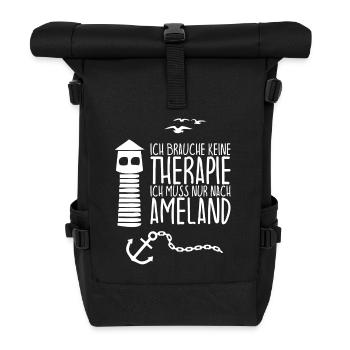 Ich brauche keine Therapie Ich muss nach AMELAND - Rolltop Rucksack - Schwarz - Vorne