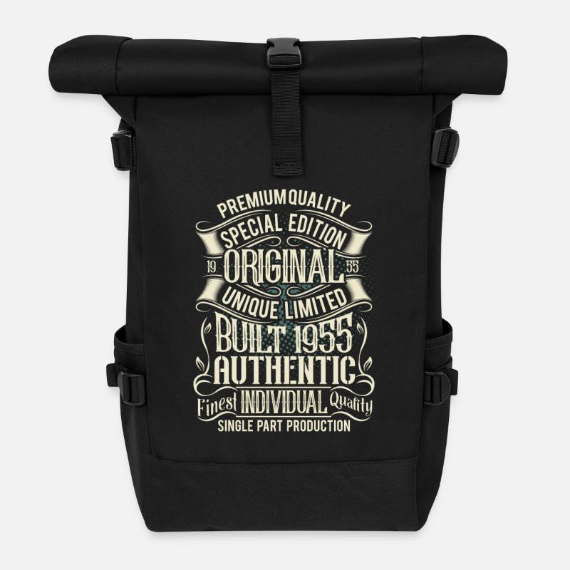 1955 Geboren Geburtstag Retro Vintage - Rolltop Rucksack - Schwarz