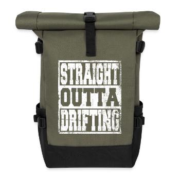 Drifting Spruch lustig - Rolltop Rucksack - Olive/Schwarz - Vorne