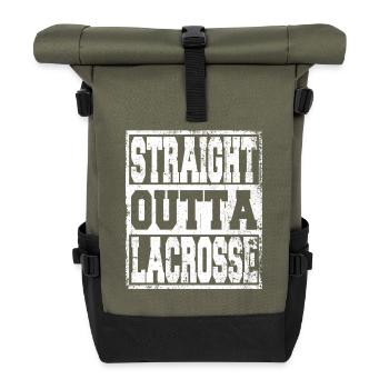 Lacrosse Spruch lustig - Rolltop Rucksack - Olive/Schwarz - Vorne