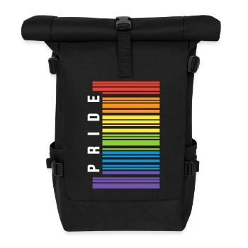 Pride Stripes | Rainbow - Roll Top Backpack - black - Front