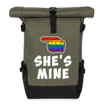 She's Mine | LGBT Pride - Roll Top Backpack - olive/black - Front