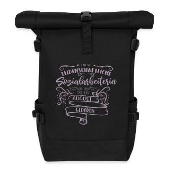 Sozialarbeiterin August Geburtstag Sprüche - Rolltop Rucksack - Schwarz - Vorne