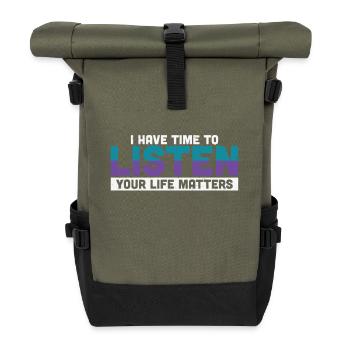 J’ai le temps d’écouter - Sac à dos roll top - olive/noir - Devant