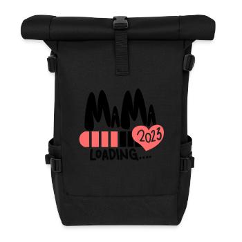 Mama 2023 loading - Werdende Mutter 2023 - Rolltop Rucksack - Schwarz - Vorne