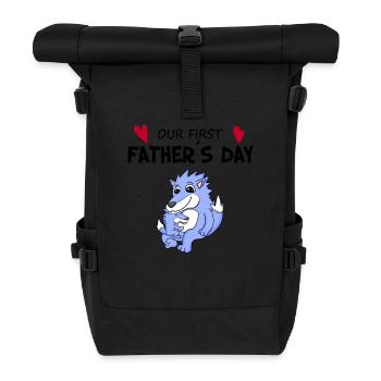 Cadeau de fête des pères - Notre première fête des pères - Sac à dos roll top - noir - Devant