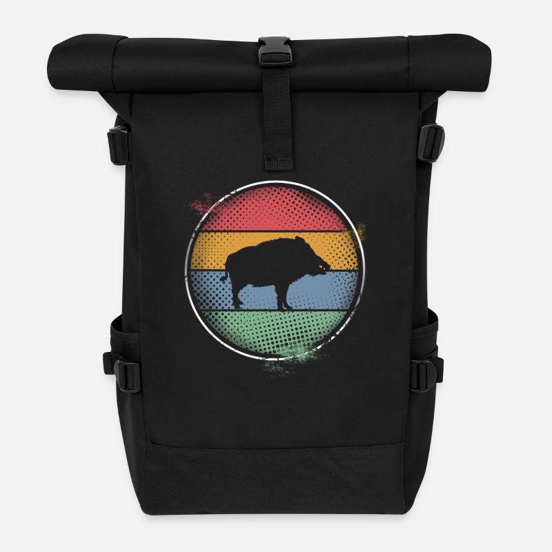 Wildschwein - Rolltop Rucksack - Schwarz