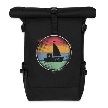 Sailboat Sailor Sailing Kids Motif - Roll Top Backpack - black - Front