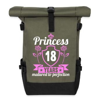 18 year old girl 18 bday Princess 18 birthday - Roll Top Backpack - olive/black - Front