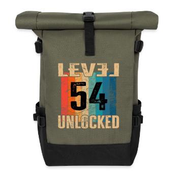 Birthday Happy Birthday Level Unlocked 54 years - Roll Top Backpack - olive/black - Front