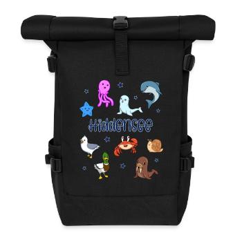 Süße Tiere in Hiddensee - Rolltop Rucksack - Schwarz - Vorne