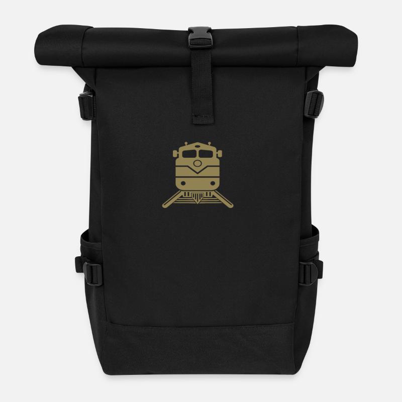 Train Train Driver Design - Roll Top Backpack - black