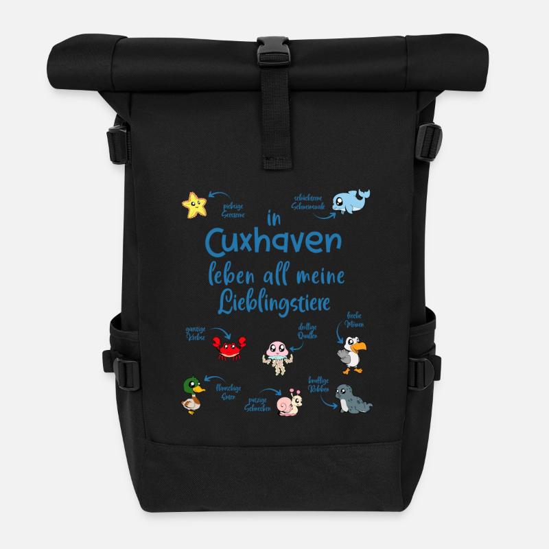Meine Lieblingstiere in Cuxhaven - Rolltop Rucksack - Schwarz
