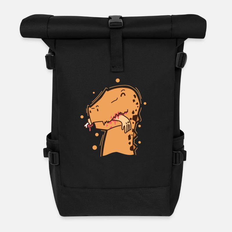 Dino mit Arm im Mund Dinosaurier Reptil - Rolltop Rucksack - Schwarz
