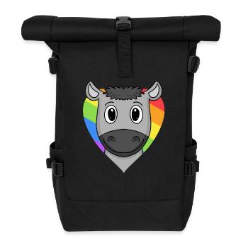 LGBT Animal Donkey Rainbow Heart - Sac à dos roll top - noir - Devant
