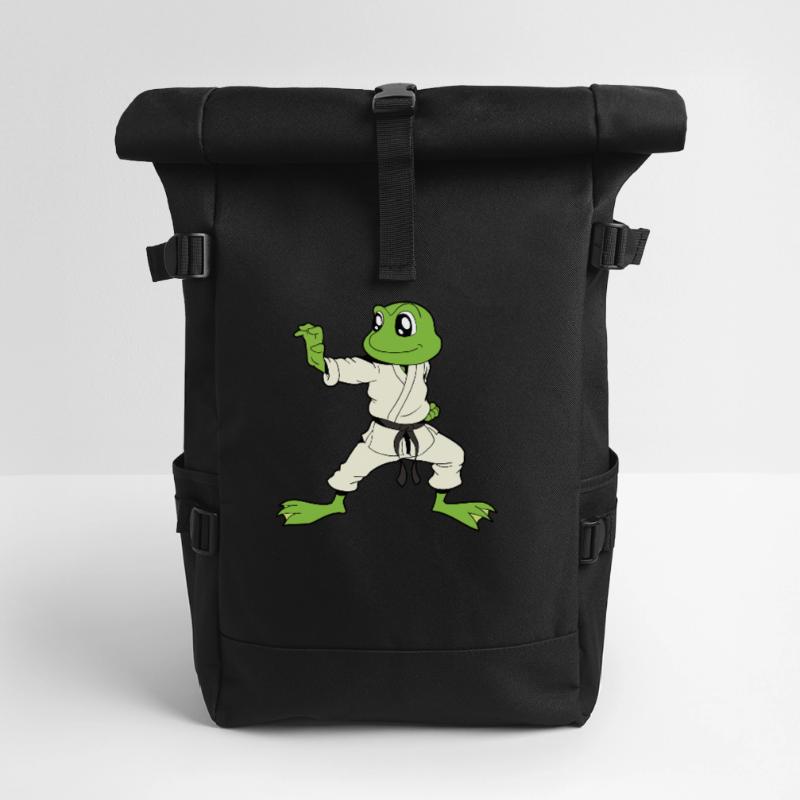 Comic Gecko does karate Roll Top Backpack