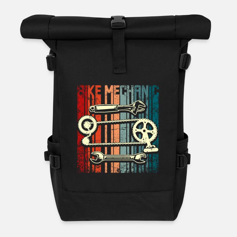 Mécanicien de vélo vintage rétro - Sac à dos roll top - noir