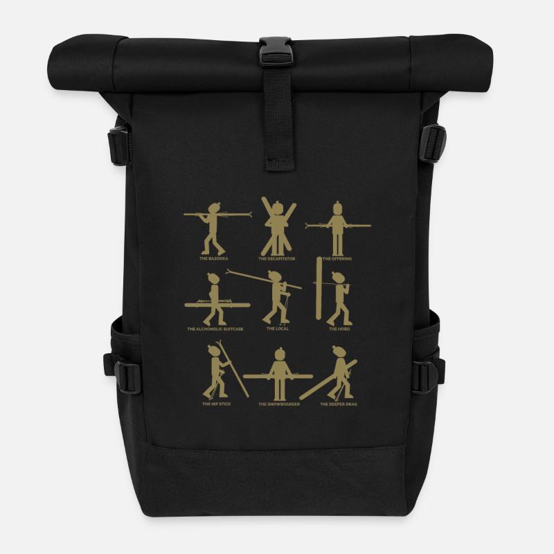 9 Typen der Skifahrer - Rolltop Rucksack - Schwarz
