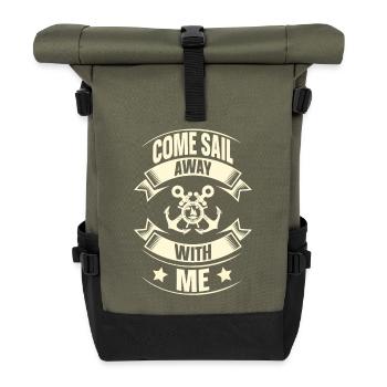 Segeln Segler Segelboot - Rolltop Rucksack - Olive/Schwarz - Vorne