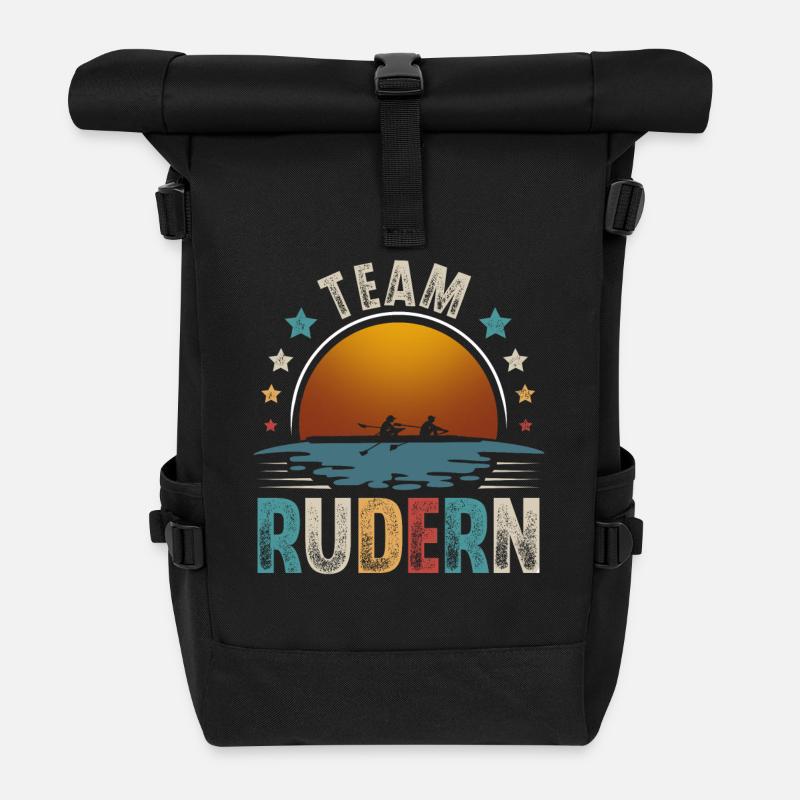 Rudern Ruderer Ruderboot Team - Rolltop Rucksack - Schwarz