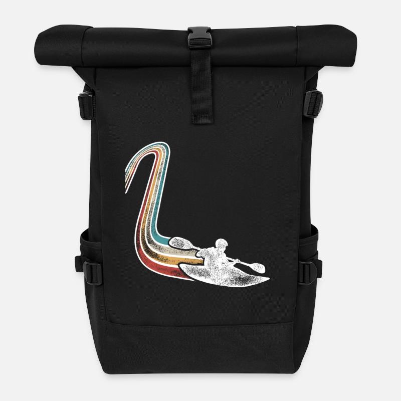 Kajak Kajakfahrer Kajaker Retro Vintage - Rolltop Rucksack - Schwarz