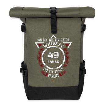 49. Geburtstag Whiskey Whisky - Rolltop Rucksack - Olive/Schwarz - Vorne