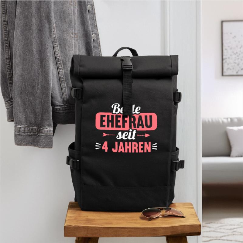 Beste Ehefrau Bester Ehemann seit 4 Jahren Rolltop Rucksack